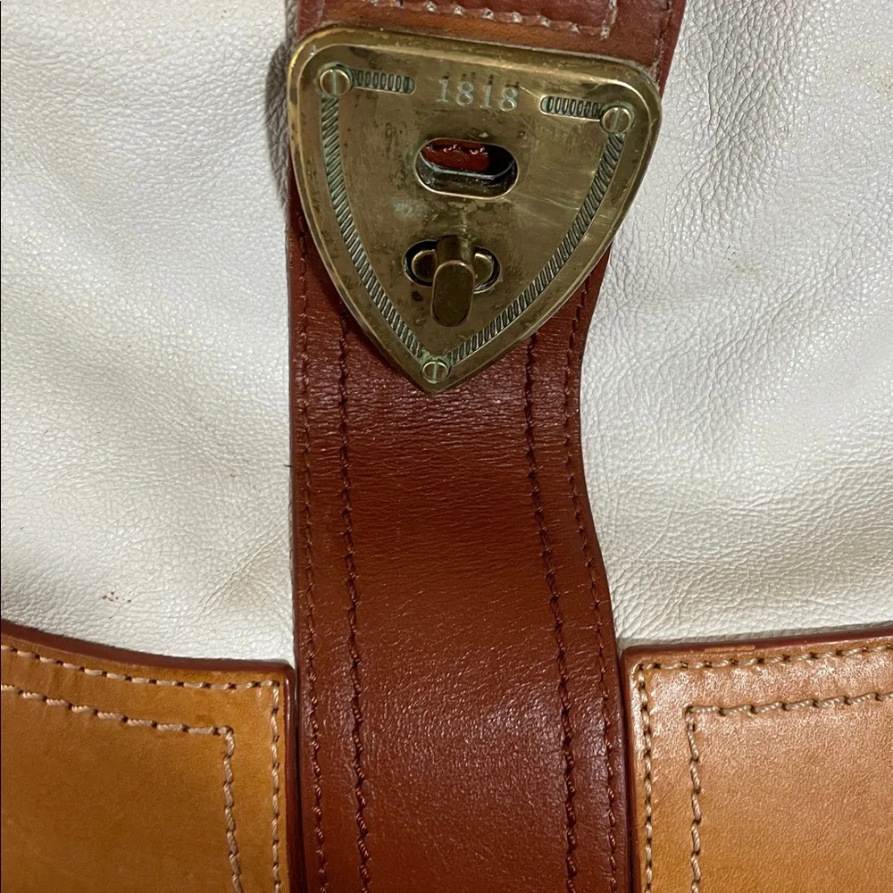 Brooks Brothers  Leather Tote Bag in White and Brown
